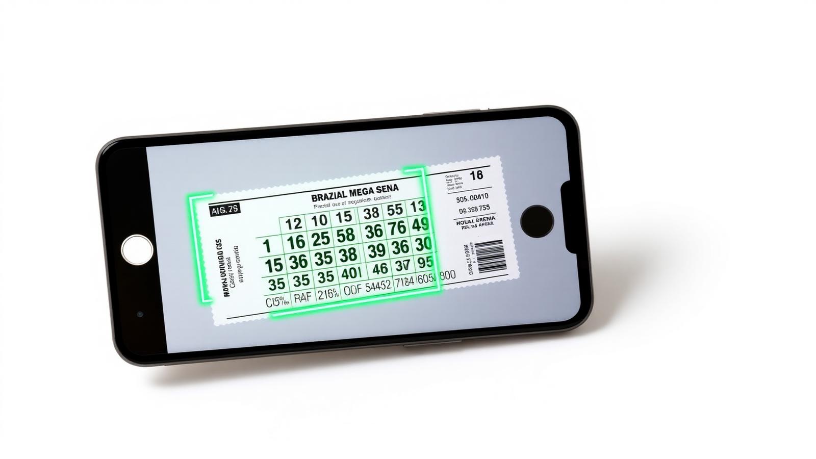 Aplicativo LotoScan escaneando um bilhete da Mega-Sena